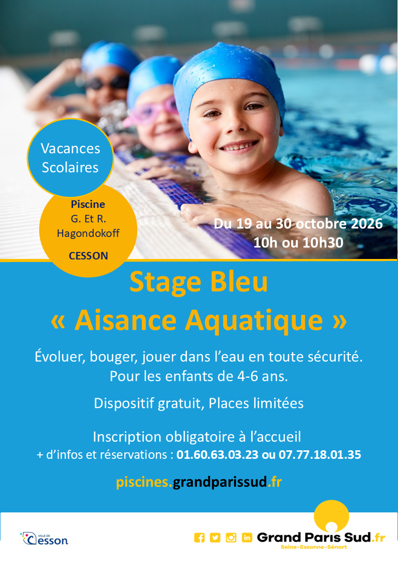 Stages « Aisance Aquatique » et « J’apprends à nager » pendant les vacances d'automne 2