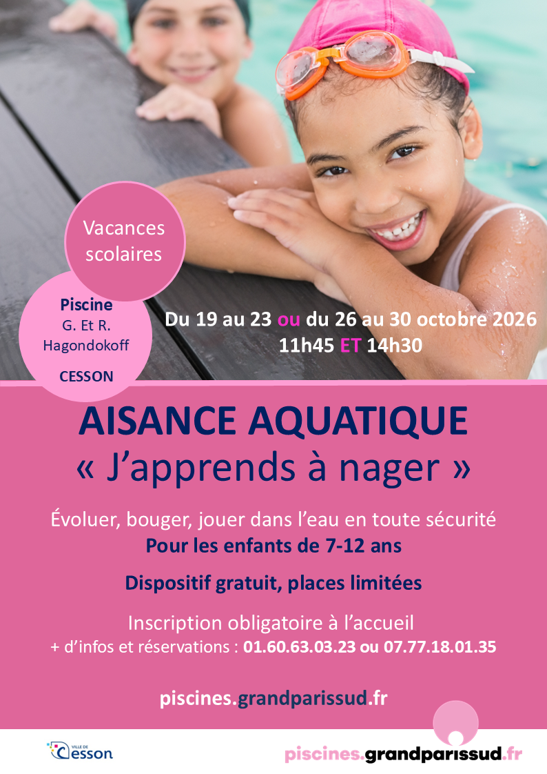 Stages « Aisance Aquatique » et « J’apprends à nager » pendant les vacances d'automne 1